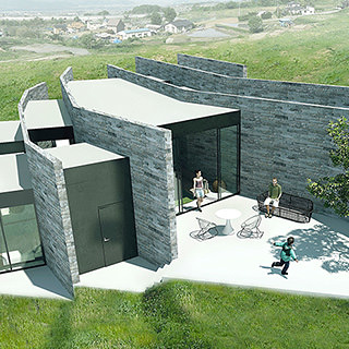 Home merged into the contour of the landscape