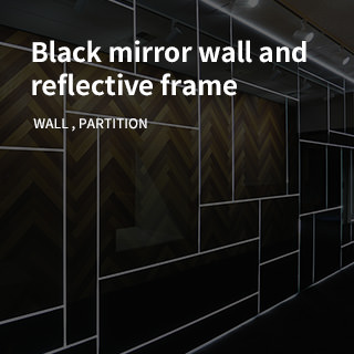 Black mirror wall and reflective frame