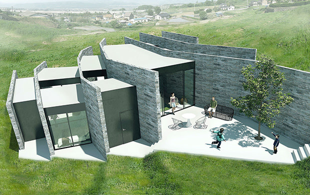 Home merged into the contour of the landscape